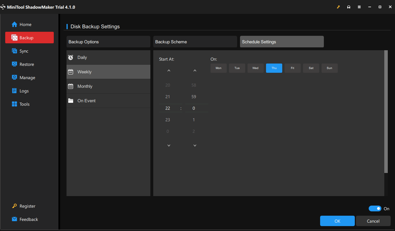MiniTool ShadowMaker scheduled backup