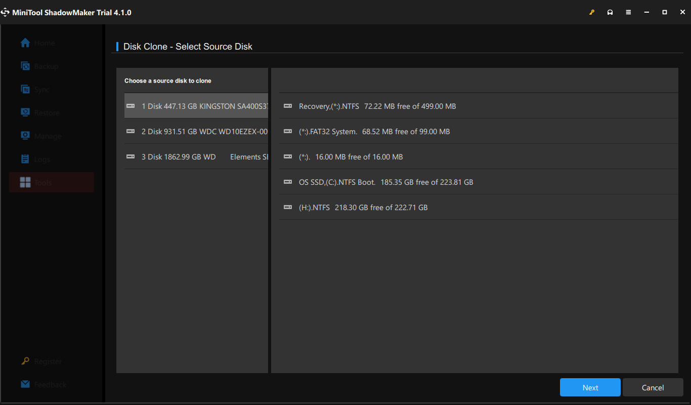 choose clone disks