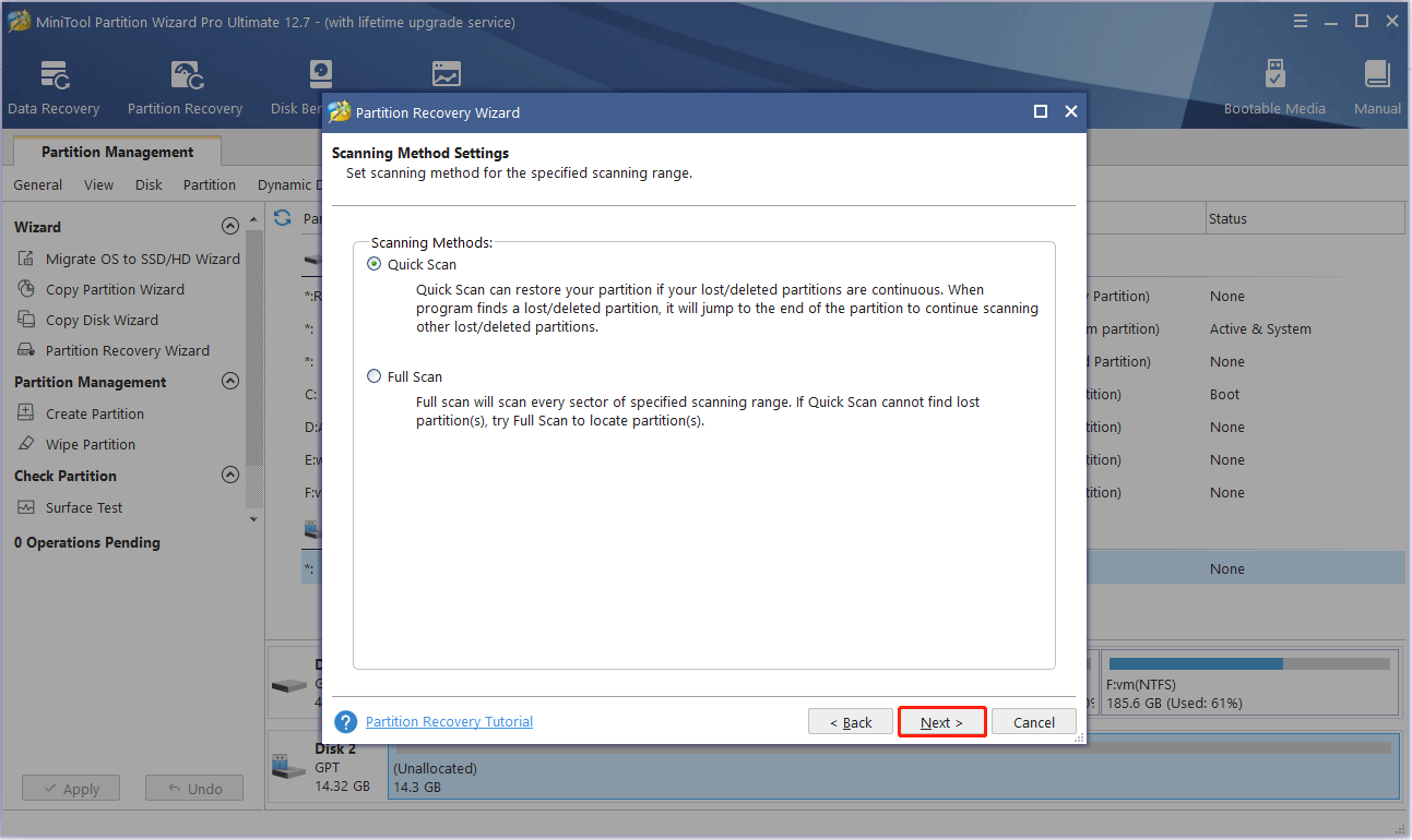 choose a scanning method