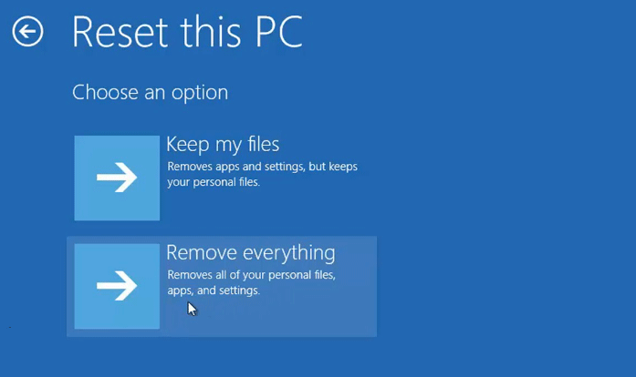 reset this PC WinRE