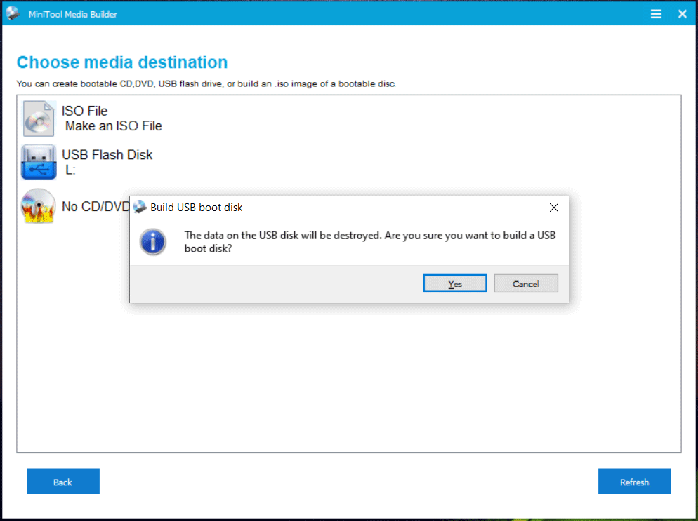 MiniTool create a bootable disk