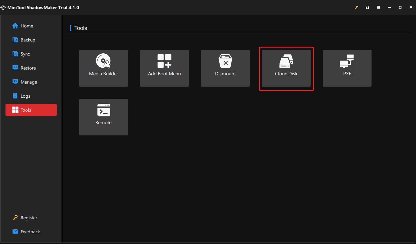 clone disk with MiniTool ShadowMaker