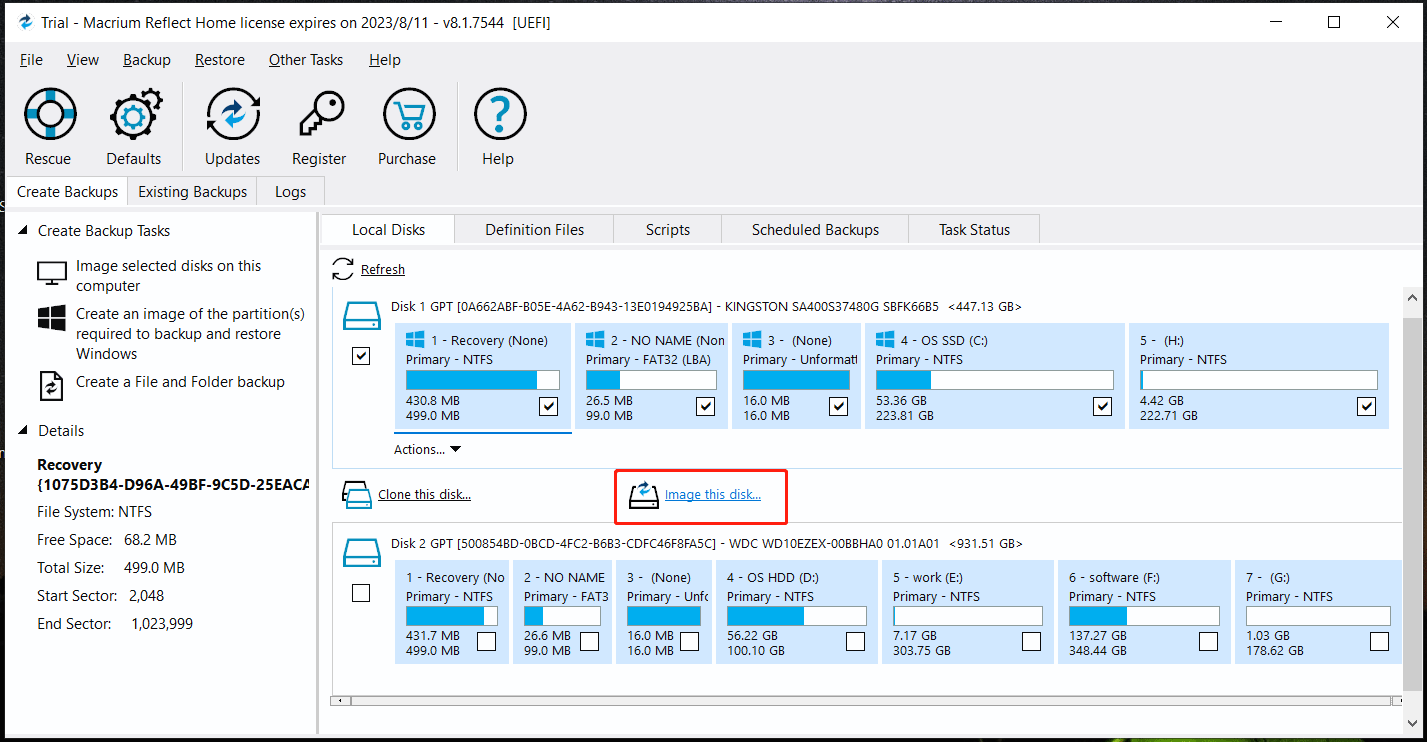 image your disk Macrium Reflect