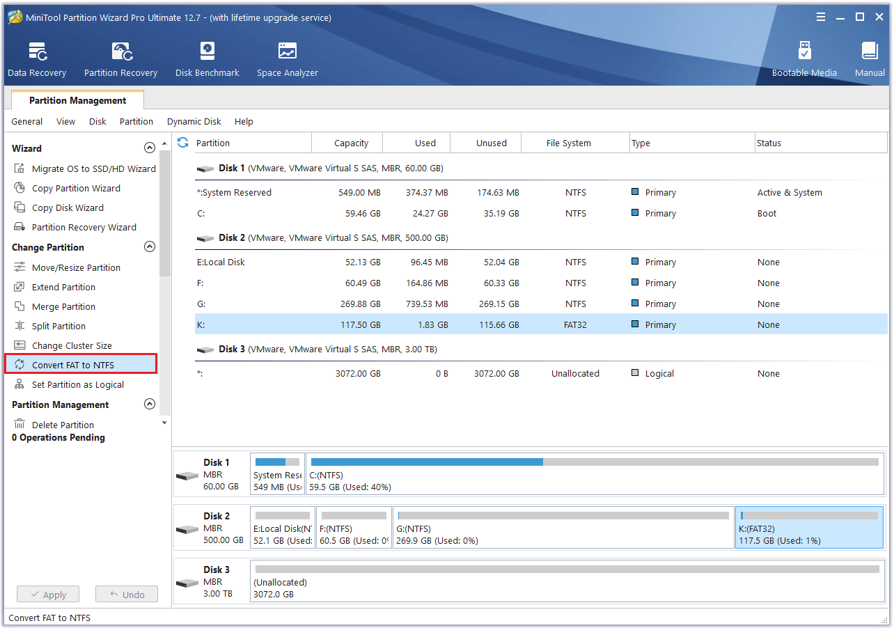 select Convert FAT to NTFS