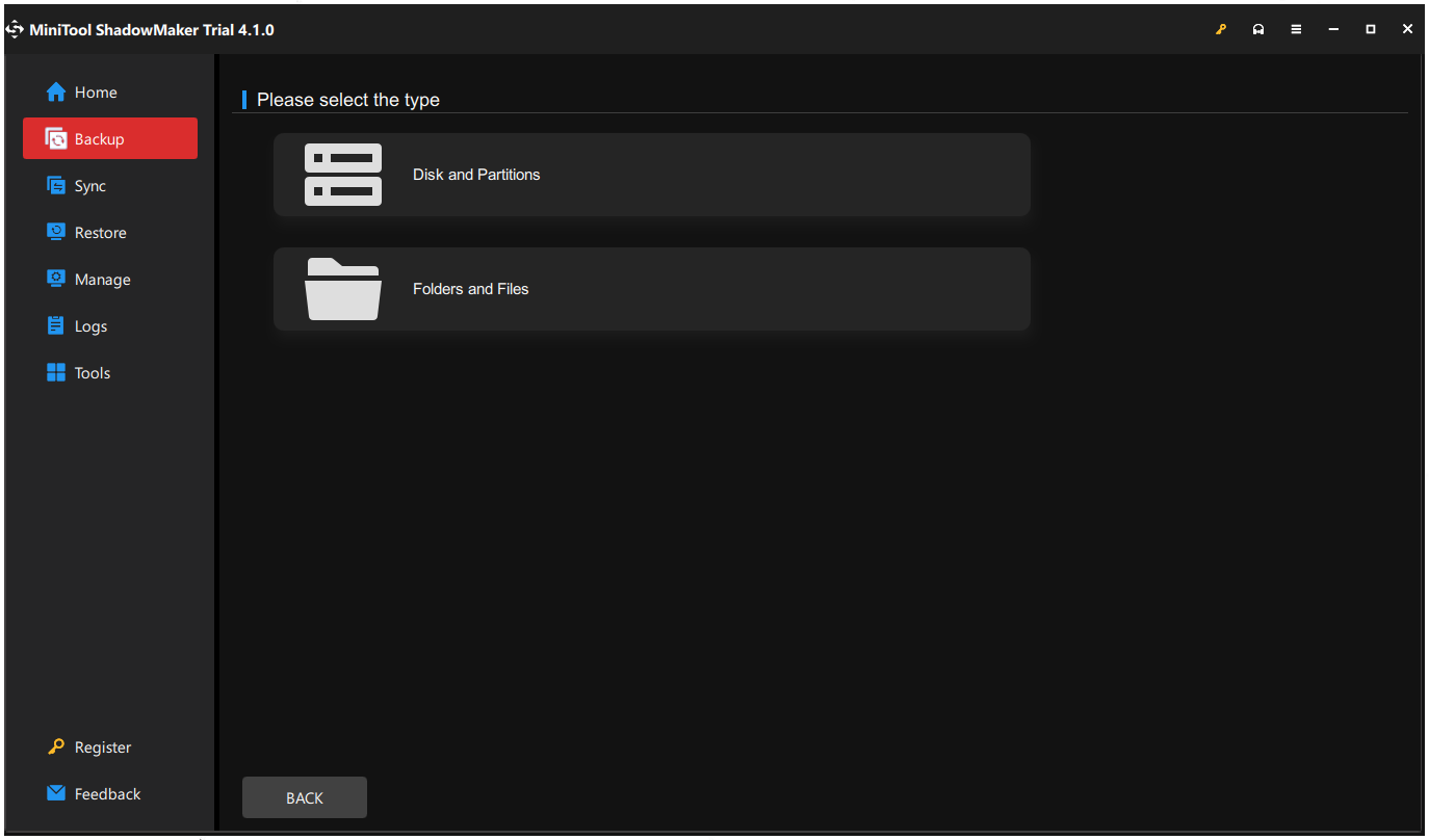 choose the backup source