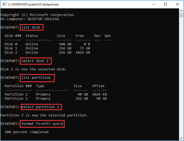  formatear la partición SSD en CMD