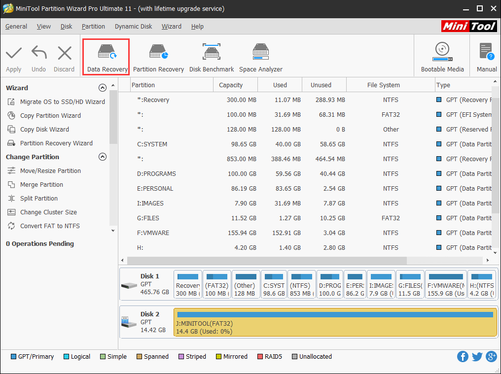 Recuperacion de datos en MiniTool Partition Wizard Pro Ultimate