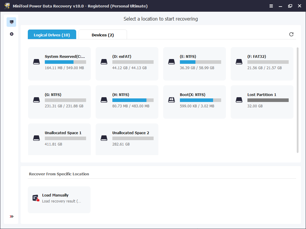 seleccione la unidad para escanear archivos perdidos