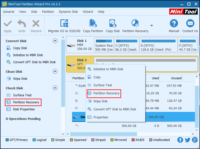 clic en Partition Recovery