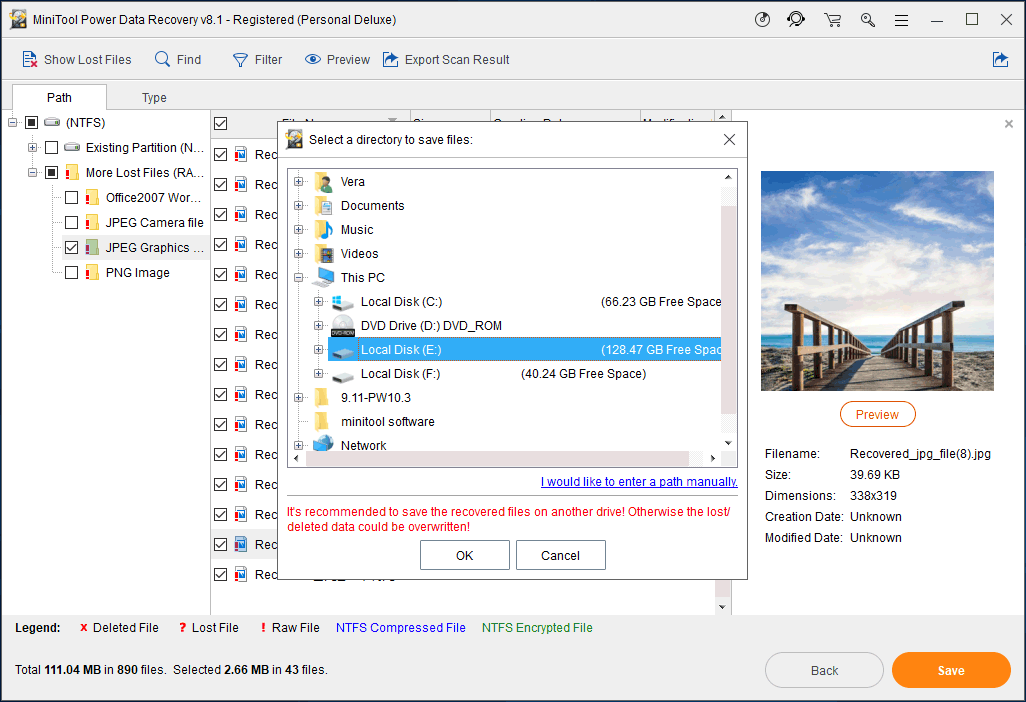 verifique los archivos necesarios para recuperarse en un lugar seguro