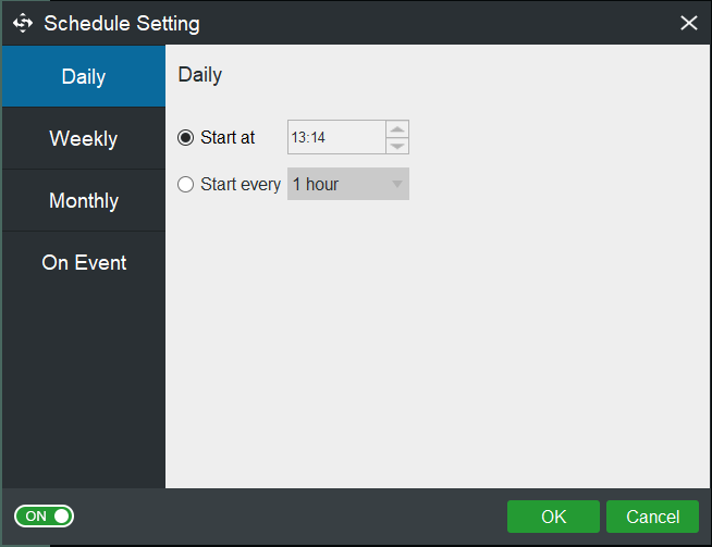 cambiar la configuración del horario