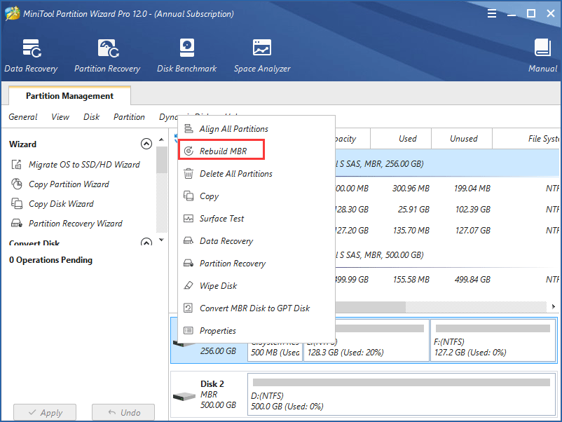 reconstruir MBR con MiniTool Partition Wizard