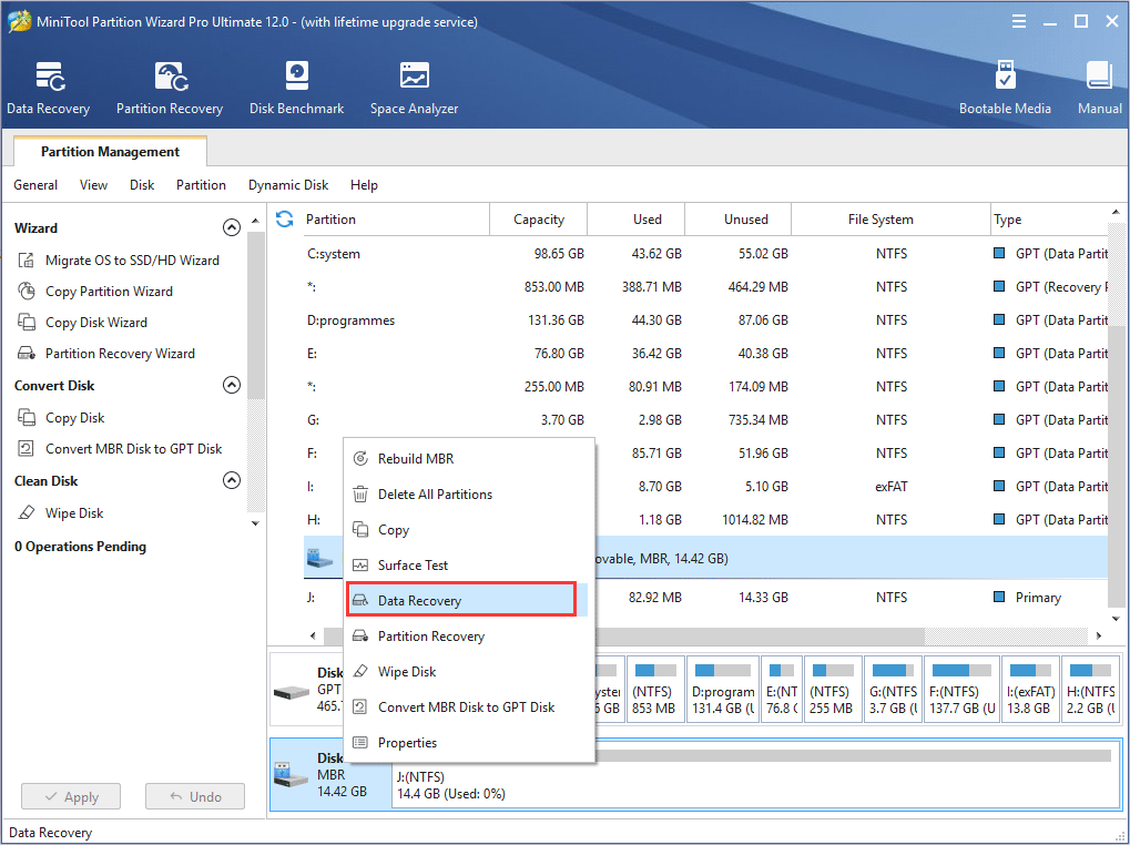 Haga clic en Recuperación de datos