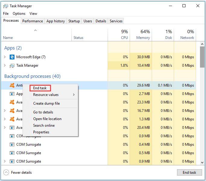 finalizar tareas en el Administrador de tareas de Windows