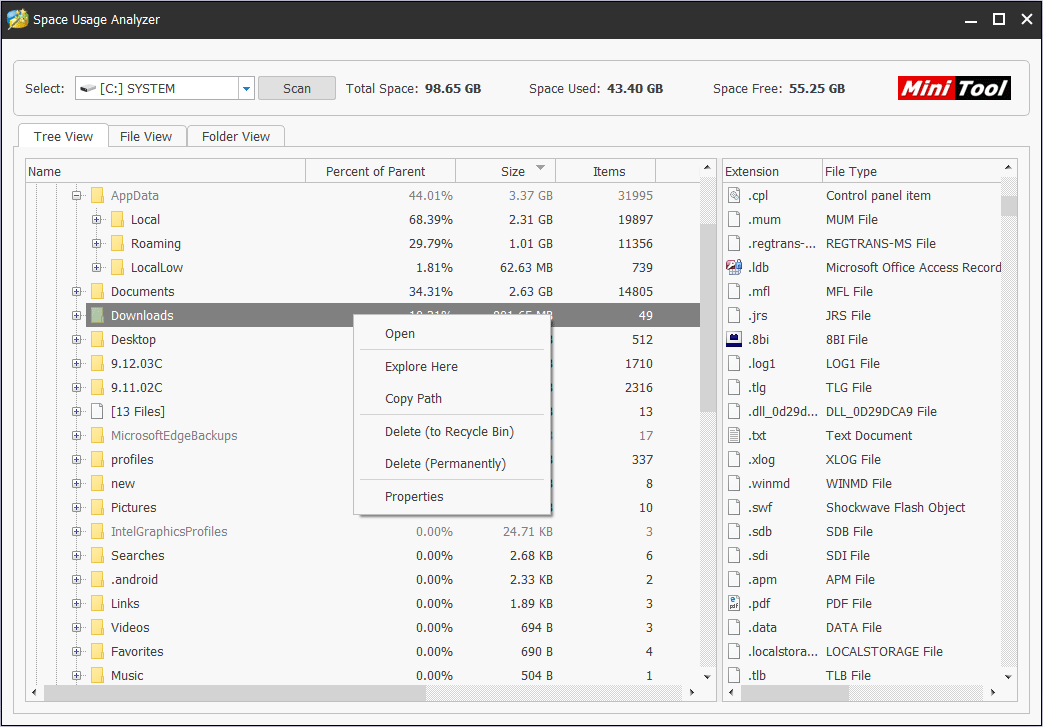 Analice el espacio del disco duro y elimine archivos innecesarios