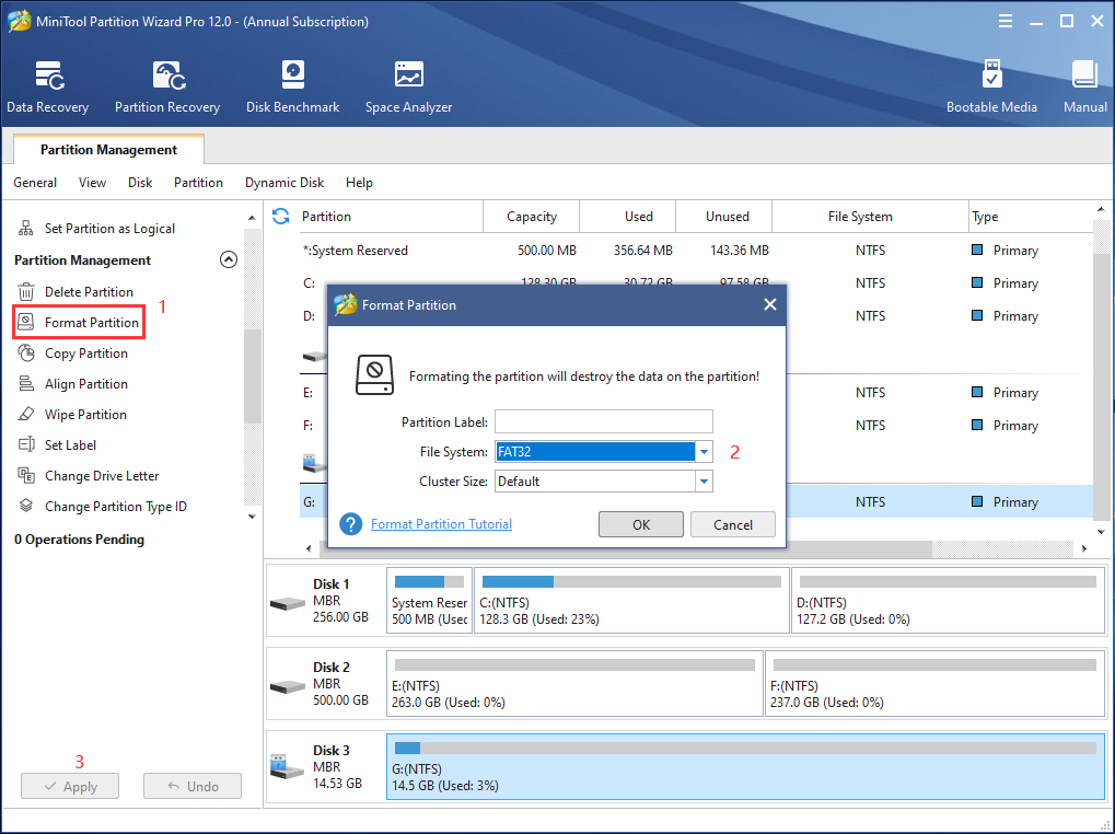 use el MiniTool Partition Wizard para formatear la unidad USB no reconocida PS4