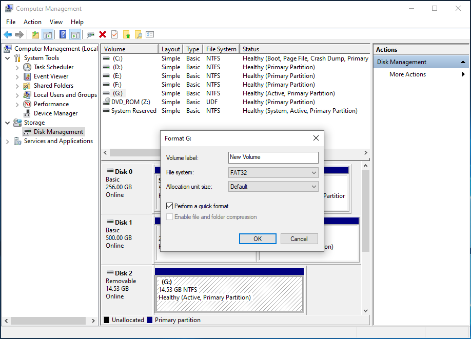 formatee la unidad USB a través del Explorador de Windows