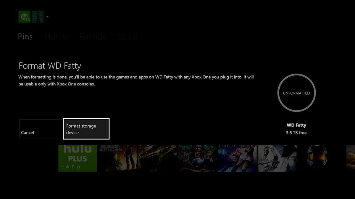 formatear el disco duro externo Xbox One