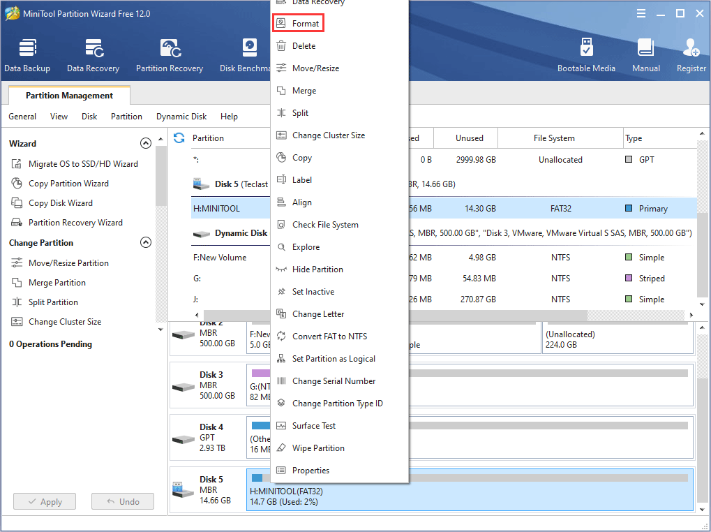 activar la función de formato