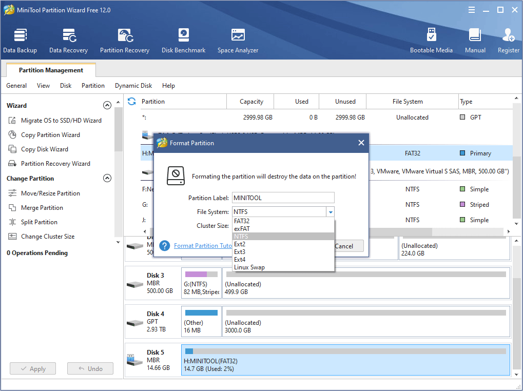 elegir un sistema de archivos