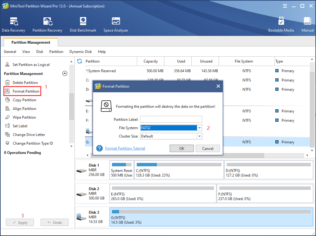 Formateador MiniTool Partition Wizard FAT32