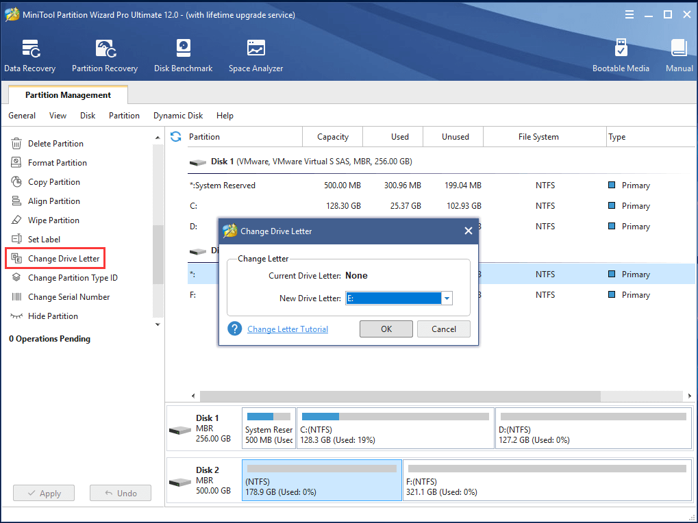 MiniTool Partition Wizard cambia la letra de la unidad