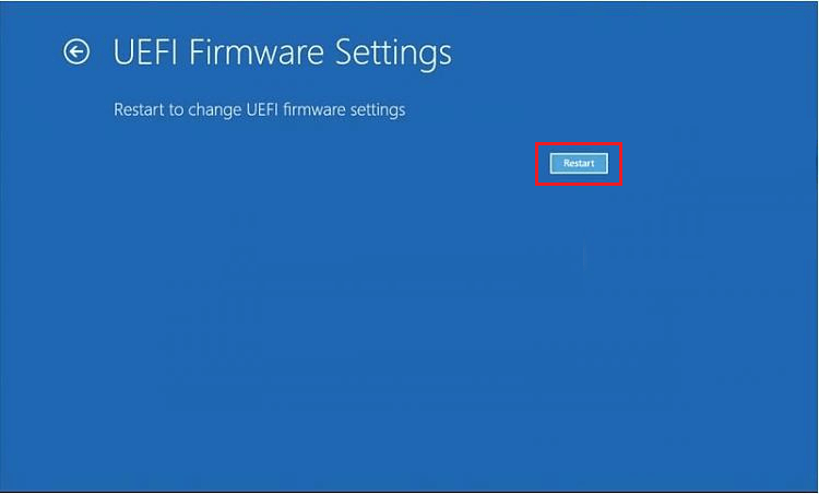 haga clic en Reiniciar para ingresar a la interfaz UEFI