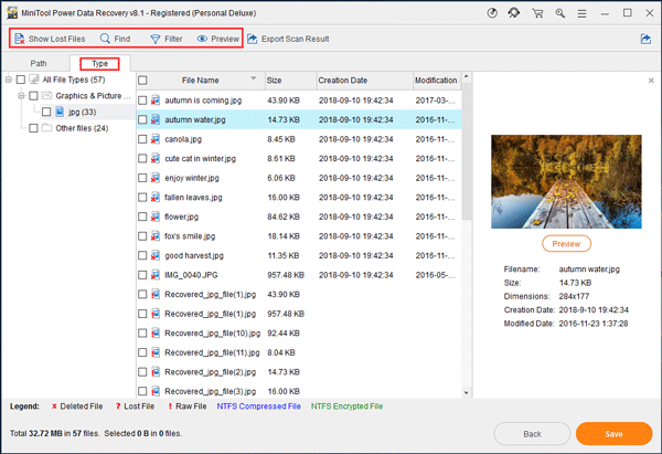 utilice las funciones de búsqueda y filtrado de tipos para encontrar los archivos rápidamente