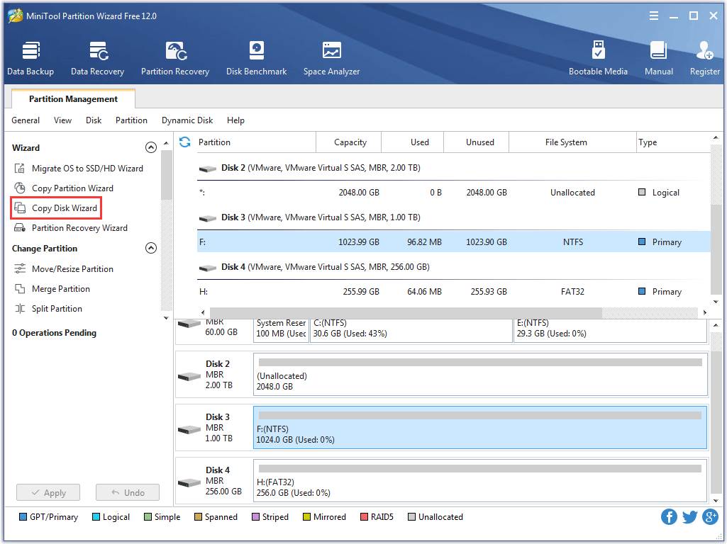 activar la función Asistente para copiar disco