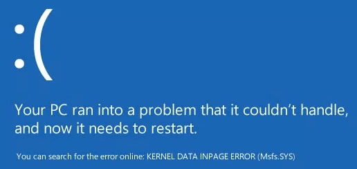 error en la página de datos del kernel