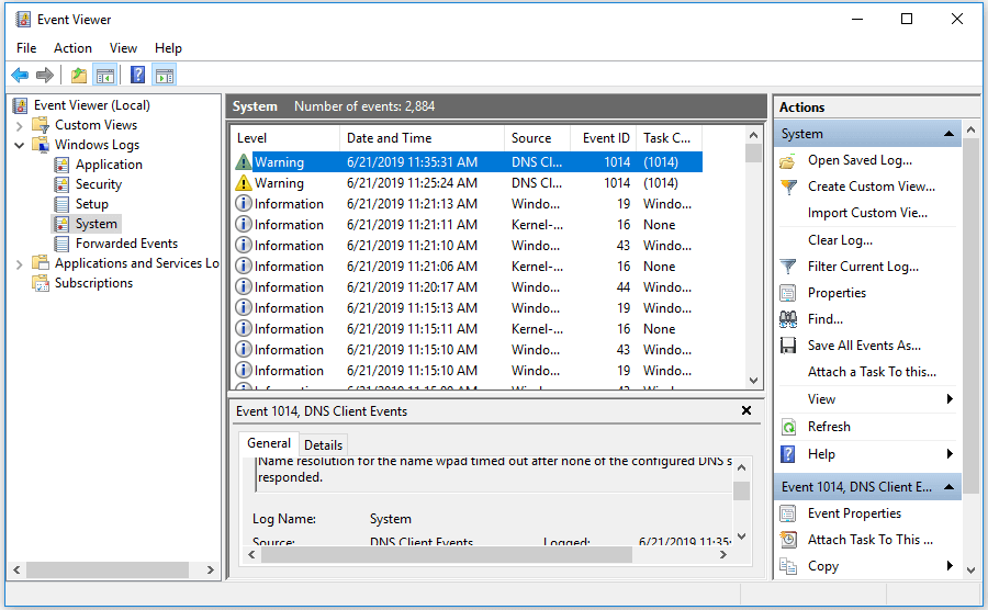 corregir el error de entrada de datos del kernel comprobando el registro del sistema