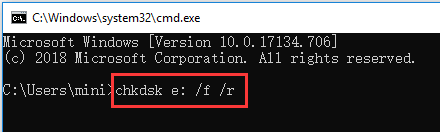 ejecutar chkdsk de Windows para corregir errores de la unidad