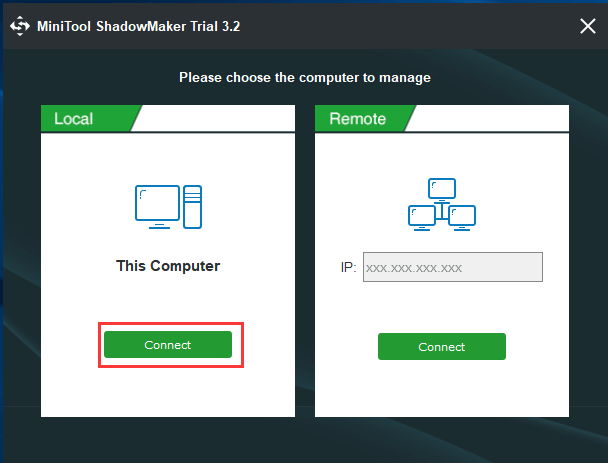 haga clic en Conectar en esta computadora para ingresar a su interfaz principal