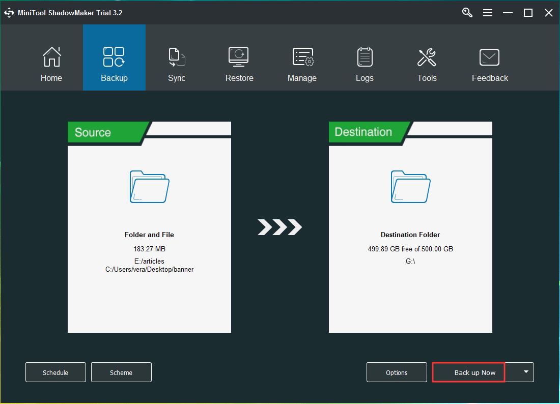 hacer una copia de seguridad de los archivos con MiniTool ShadowMaker