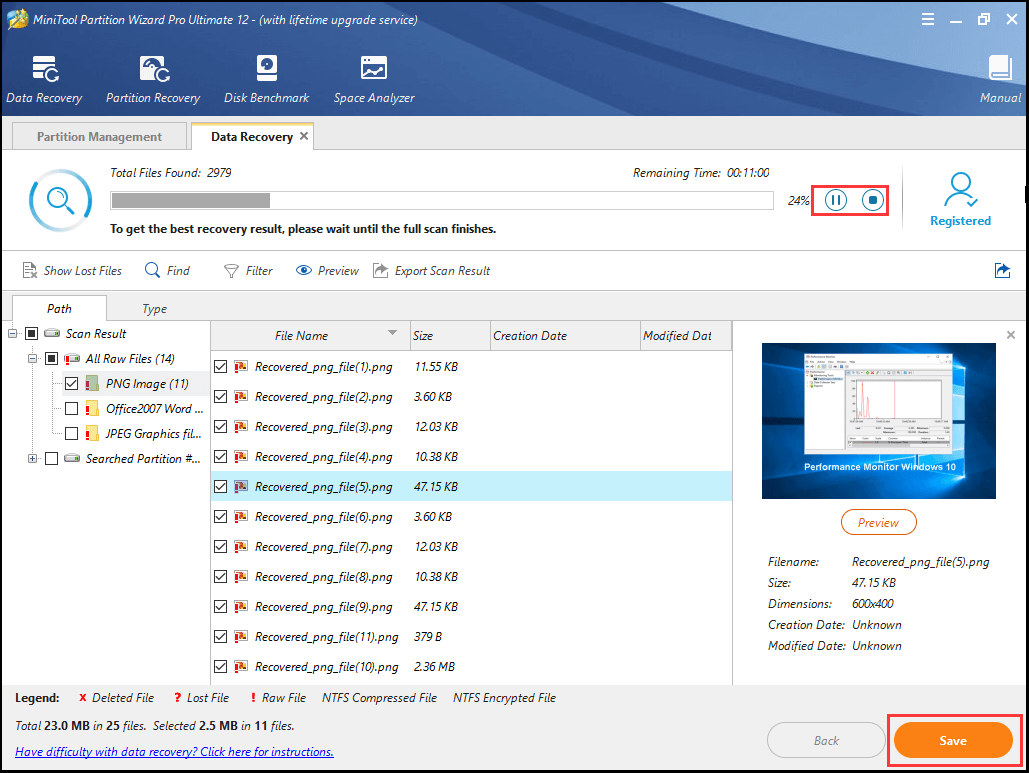 verifique los archivos y haga clic en Guardar