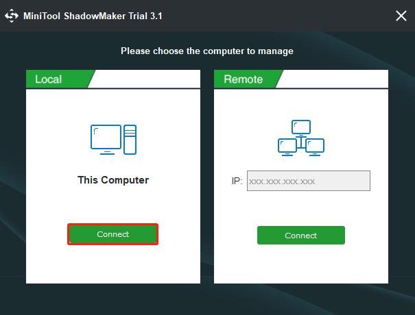 Copia de seguridad local o remota de MiniTool ShadowMaker