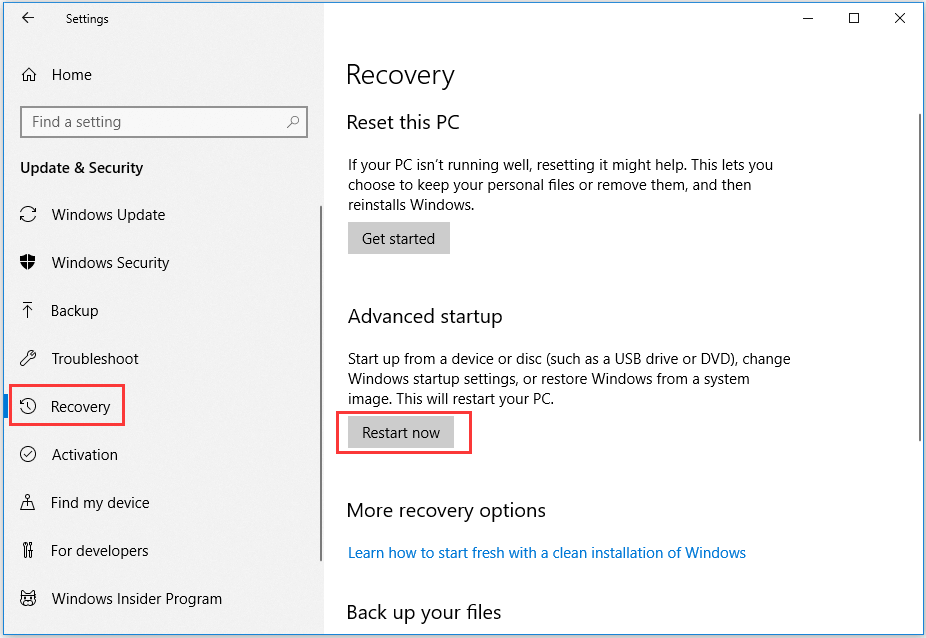 entrar en el entorno de recuperación de Windows