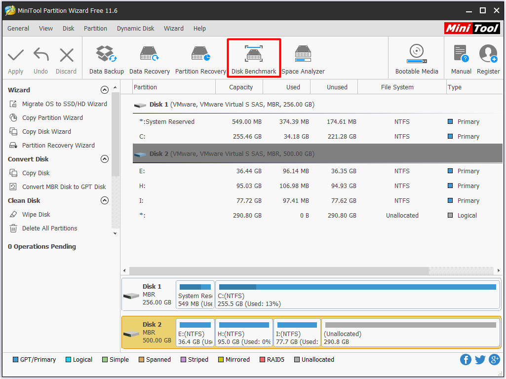 Haga clic en Disk Benchmark para continuar