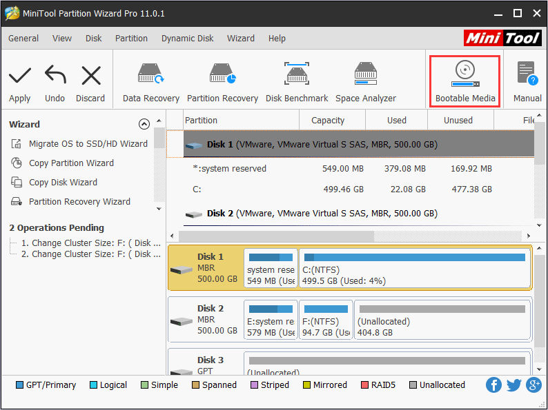 haga clic en el dispositivo de arranque en la barra de herramientas