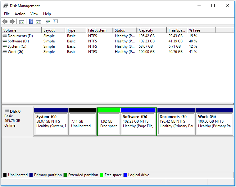 Administración de discos en Windows 10