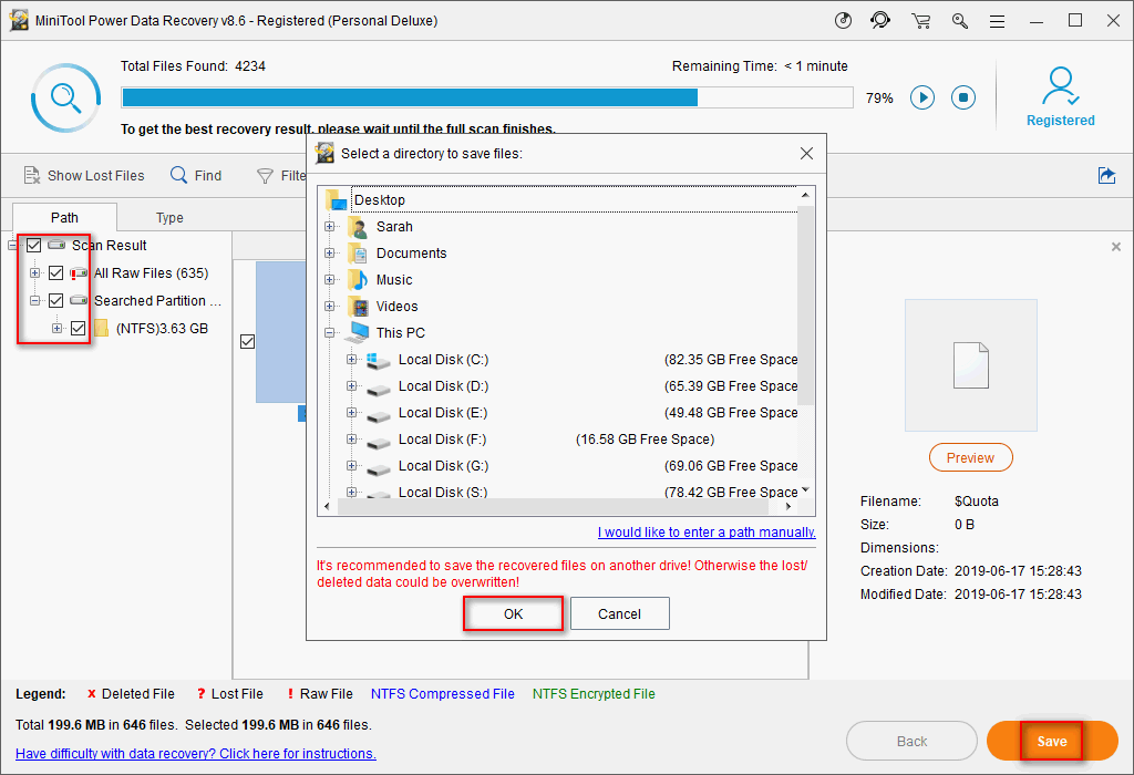 Recuperar archivos encontrados