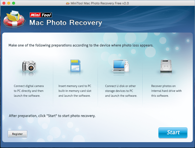 Interfaz principal de Mac Photo Recovery