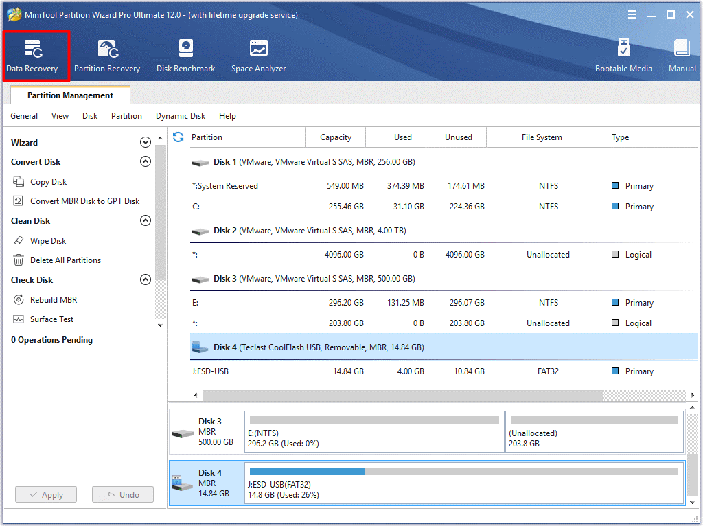 haga clic en la función de recuperación de datos