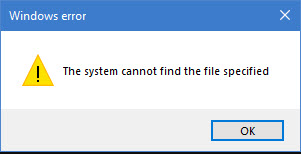 el sistema no puede encontrar el archivo especificado