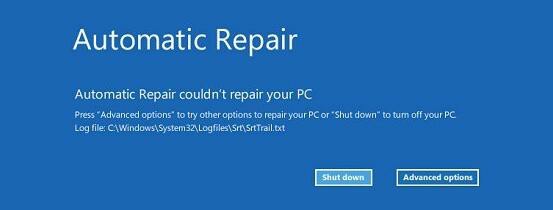 la reparación automática no pudo reparar su PC