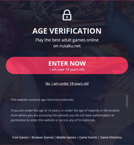 Verificación de edad de Nutaku