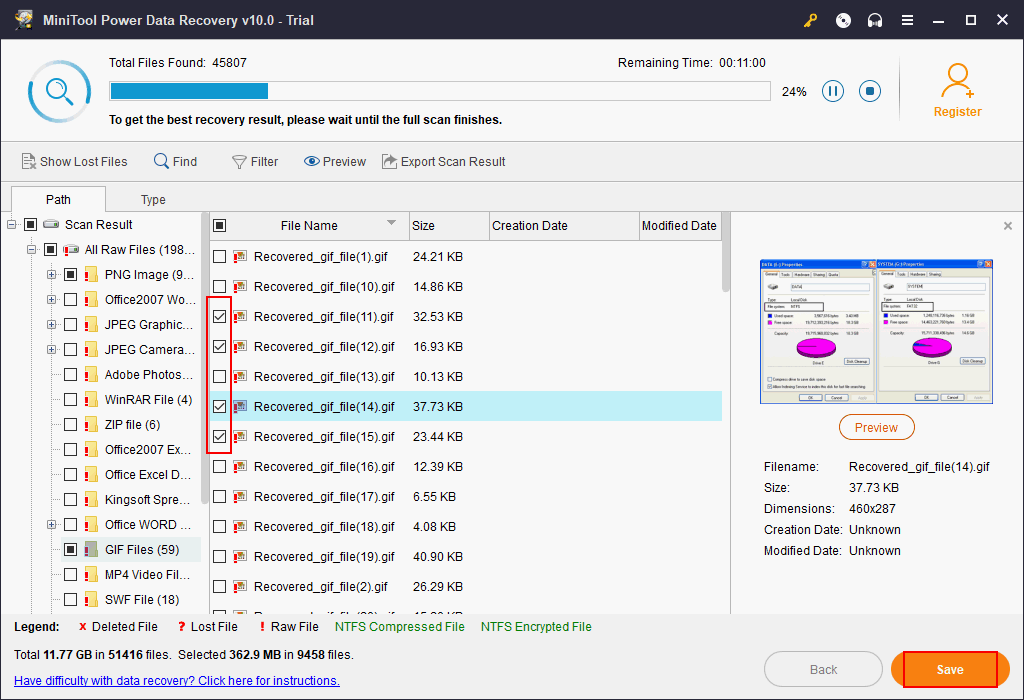 verifique los archivos que necesita