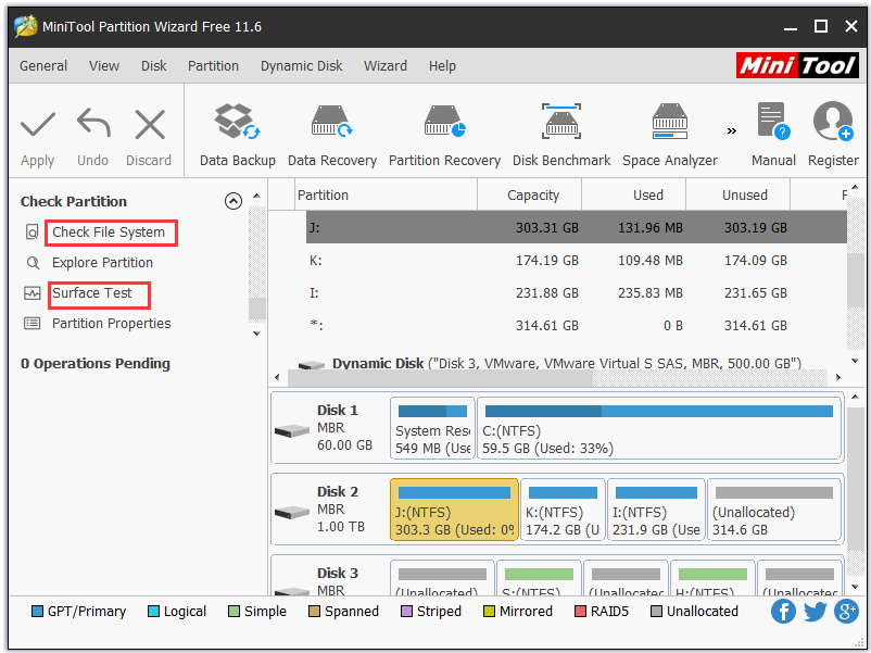 comprobar el estado del disco duro o de la unidad flash USB con MiniTool Partition Wizard