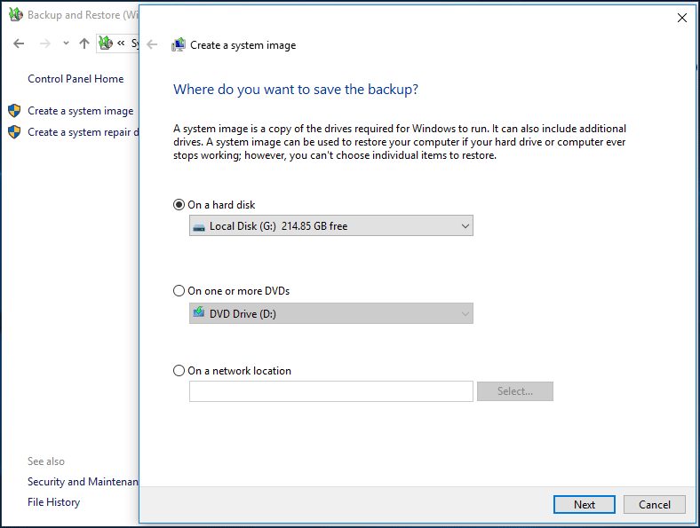 copia de seguridad del sistema en un disco duro externo