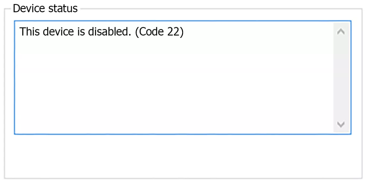 este dispositivo está deshabilitado. (código 22)